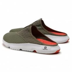 Homme Mules / Sandales De Bain SALOMON - Reelax Slide 5.0 412778 27 M0 Deep Lichen Green/White/Cherry Tomato Vert -Salomon Soldes Magasin 0000207945401 02 rz