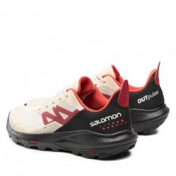 Homme Chaussures De Trekking SALOMON - OUTpusle GTX GORE-TEX 415881 Bleached Sand/Black/Poppy Red Beige, Multicolore -Salomon Soldes Magasin 03 0000209669961 bs